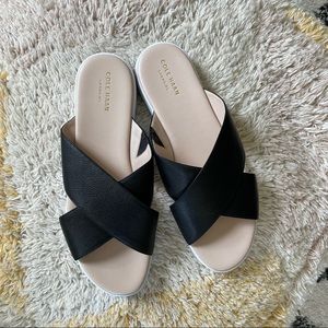 Cole Haan ZeroGrand Women's Leather Criss Cross Slide Sandals